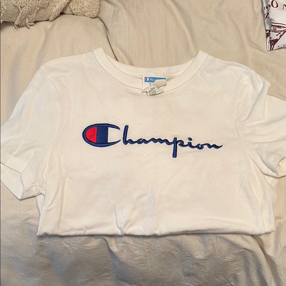 Champion White and Blue Short Sleeve Tee